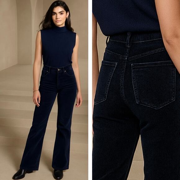 Banana Republic Pants - Banana Republic Corduroy Pants Size 28 Navy Blue Wide Relaxed Flare Jeans